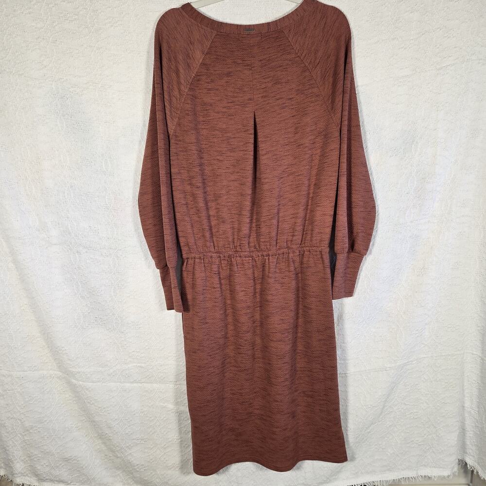 Prana Foundation Long Sleeve Dress Small Rust Tie Waist Pocket Casual Athleisure - Picture 9 of 11
